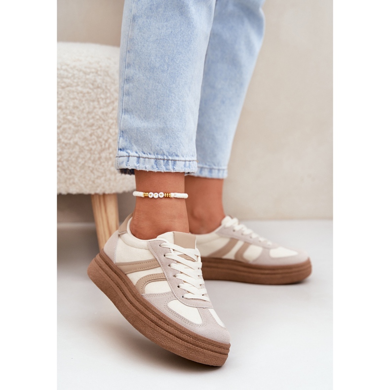 Adidași pentru femei pe platformă Dark Beige bej 2