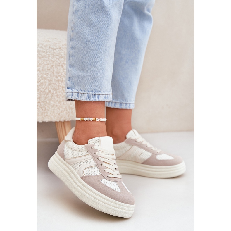 Pantofi de damă cu platformă, bej 2