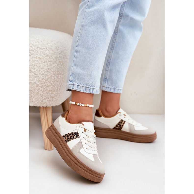 Adidași pentru femei pe platforma leopard bej 2