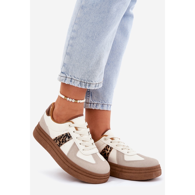 Adidași pentru femei pe platforma leopard bej 1
