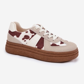 Adidași pentru femei pe platformă în patch -uri bej 3