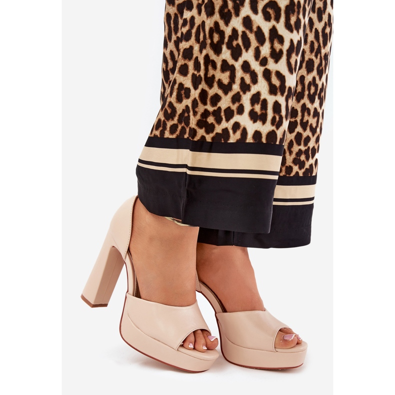 Sandale pentru femei pe post și platformă eco eco Beige bej 1