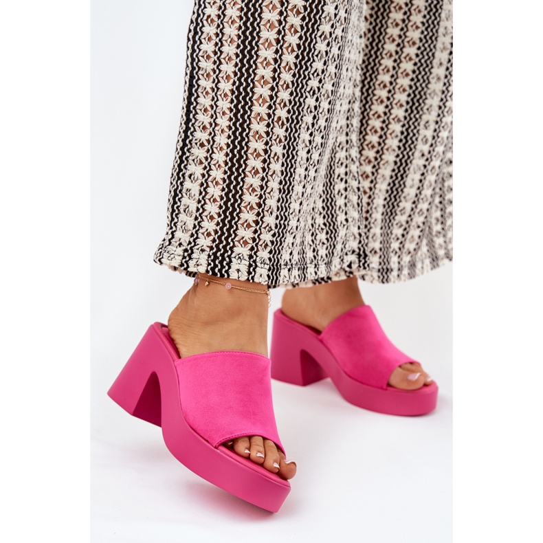 Flip -flops pentru femei pe pilon și platformă Fuchsia roz 2