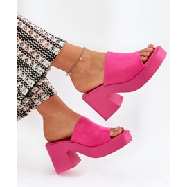 Flip -flops pentru femei pe pilon și platformă Fuchsia roz 5