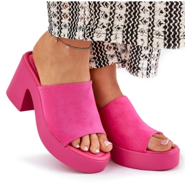 Flip -flops pentru femei pe pilon și platformă Fuchsia roz 8