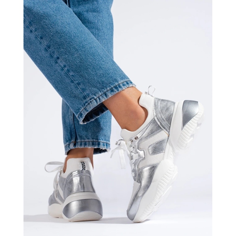 Weide Adidași albi și argintii 1