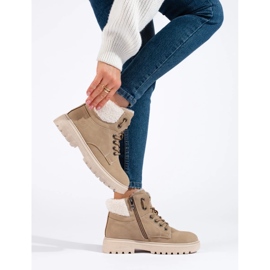 Trappers eleganti din piele ecologica bej 2