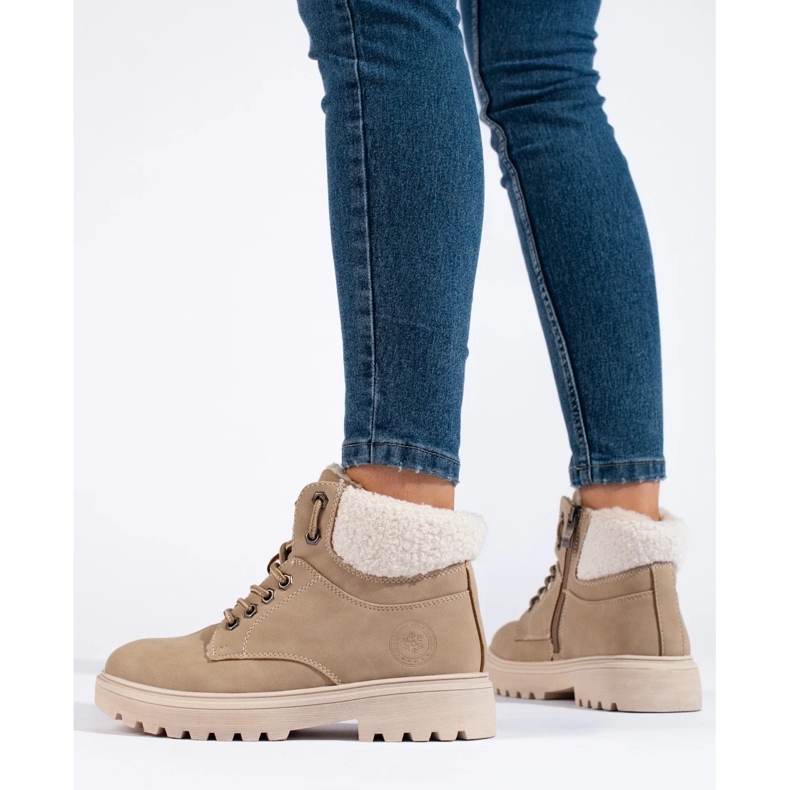 Trappers eleganti din piele ecologica bej 1