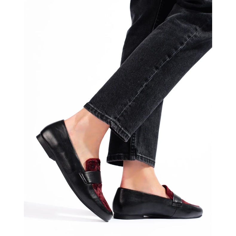 Cizme joase negre si visiniu cu blana negru 2