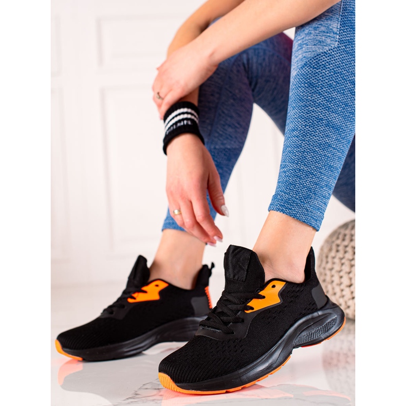 TRENDI Pantofi sport legați negru galben 1