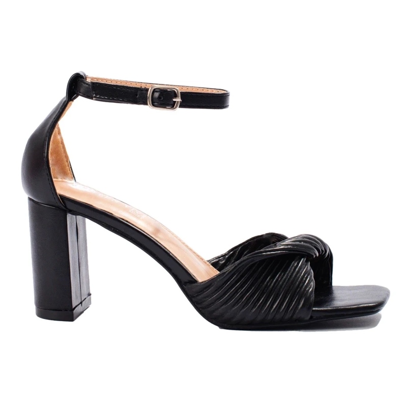 Sandale negre cu toc înalt negru 1