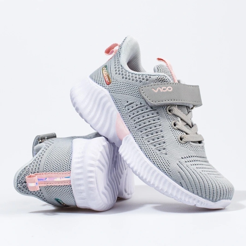 Adidași Vico pentru copii, ajurati, gri deschis 1