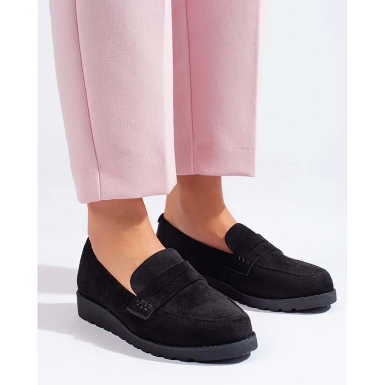 Pantofi clasici de piele intoarsa neagra negru 2