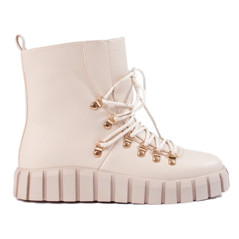 W. Potocki Cizme izolate de dama bej pe platforma Potocki 1