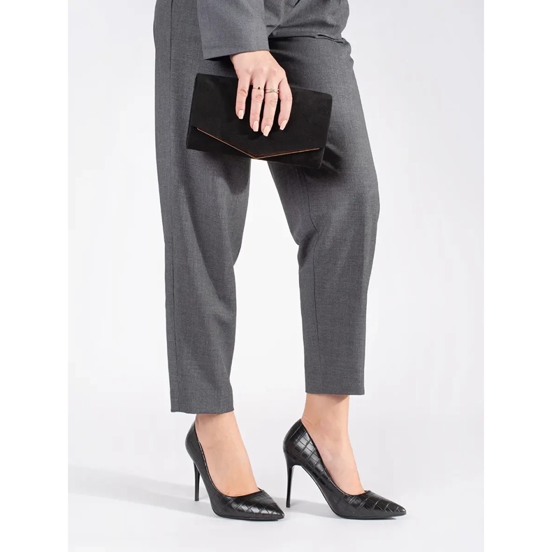 Pompe de damă la modă cu toc înalt negru 2