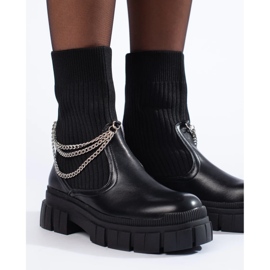 Cizme de muncitoare de dama negre cu sosete negru 1