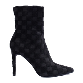 Botine de damă înalte, potrivite, cu toc înalt negru 2