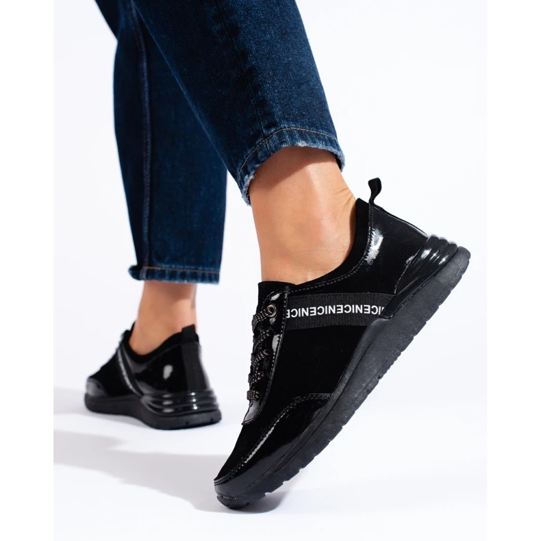 Pantofi sport negri din piele naturala negru 1