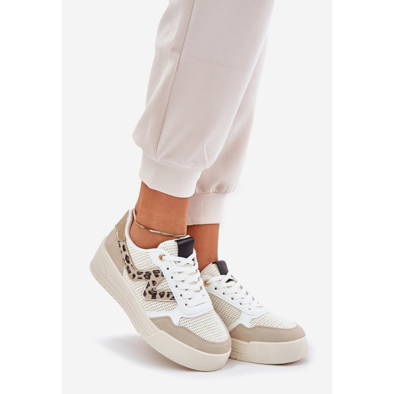 Pantofi sport pentru femei pe platforma leopard bej 1