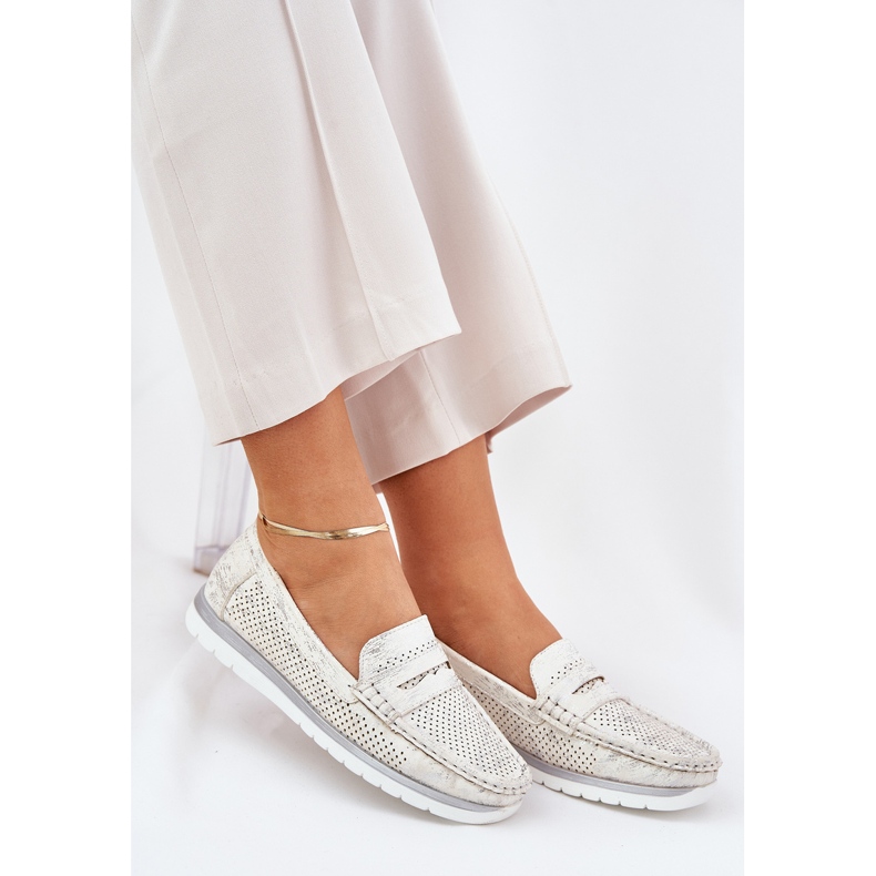 Mocasini de dama din piele ecologica, aurii de aur 2