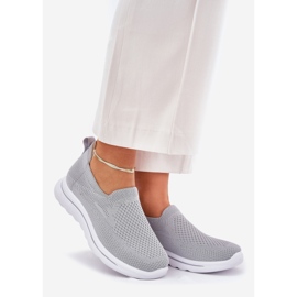 Adidași cu material alunecat pentru femei gri 1