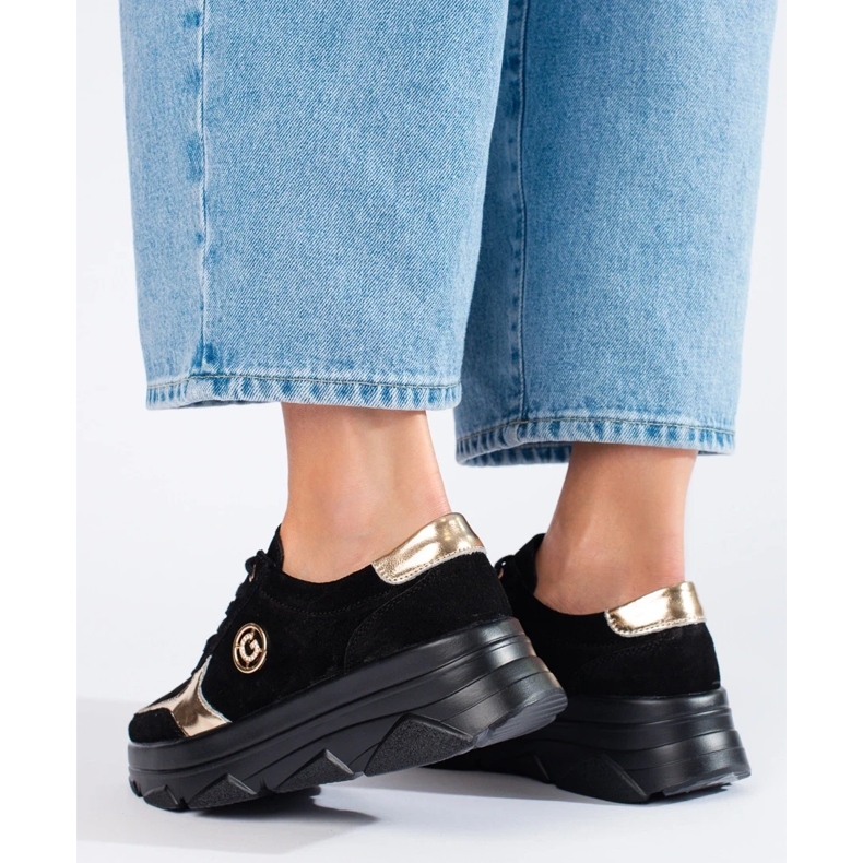 Tenisi comozi de dama din piele negru 1