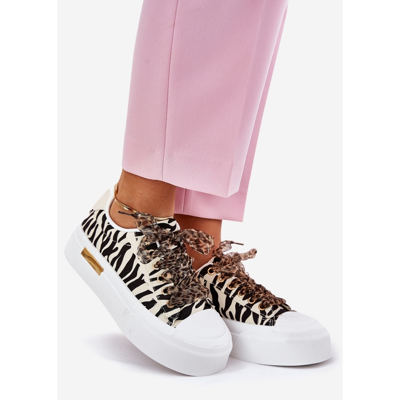 Adidași pentru femei cu dantelă decorativă negru și bej 1