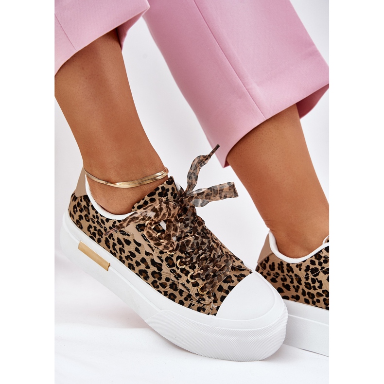 Adidași pentru femei cu dantelă decorativă negru și bej 2