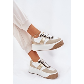 Adidașii pentru femei pe o platformă masivă, un model de aur bej-auriu 6