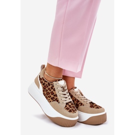Adidași pentru femei pe o platformă masivă de leopard bej 1