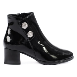 Botine de dama clasice din piele lacuita negru 1