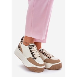 Adidași pentru femei pe o platformă masivă bej zebra 1