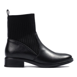 Botine slip-on cu toc plat negru 1