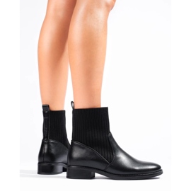 Botine slip-on cu toc plat negru 4