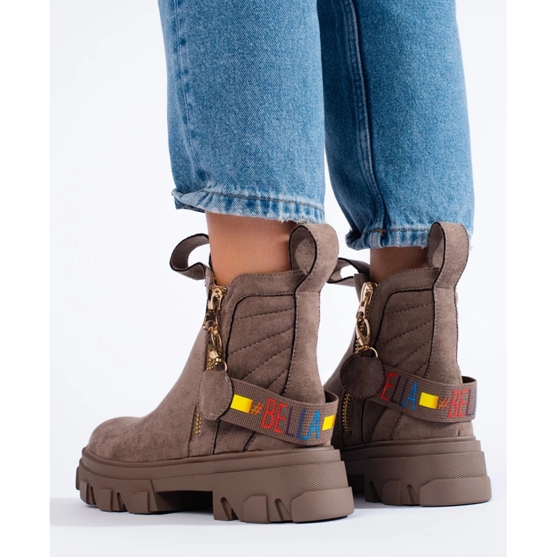 Botine de dama cu platforma bej 1