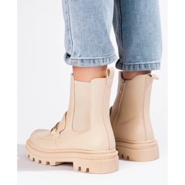 Cizme Chelsea de dama bej pe platforma 1