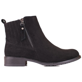 Botine joase de dama din piele intoarsa negru 1
