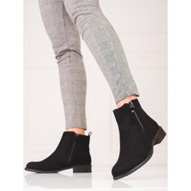 Botine joase de dama din piele intoarsa negru 2