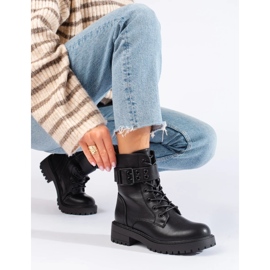 Genți de damă cu șireturi din piele ecologică negru 2