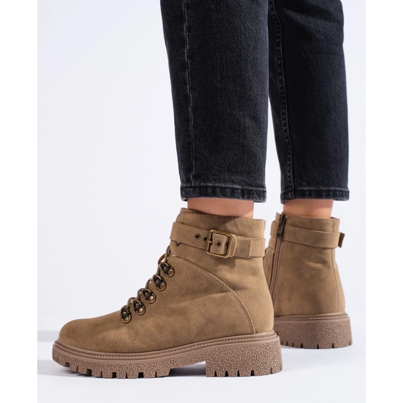 Cizme de piele intoarsa de dama bej 1