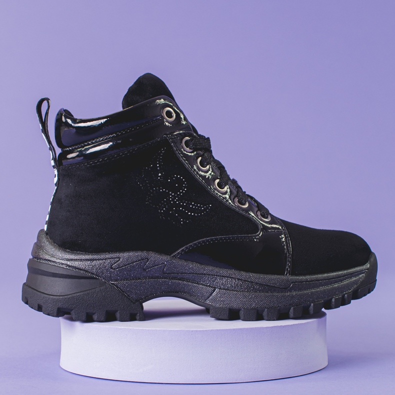 Cizme negre pentru fete cu talpa groasa negru 1