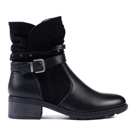Botine de dama cu curea decorativa negru 2