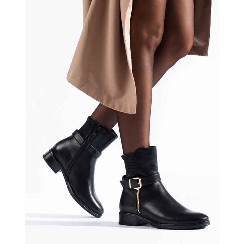 Botine plate dama negru 1