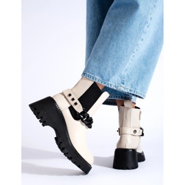 Cizme chelsea de dama cu lant bej 1