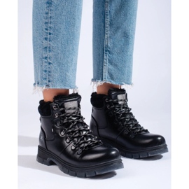 Cizme de drumeție shelovet din piele ecologică neagră negru 2