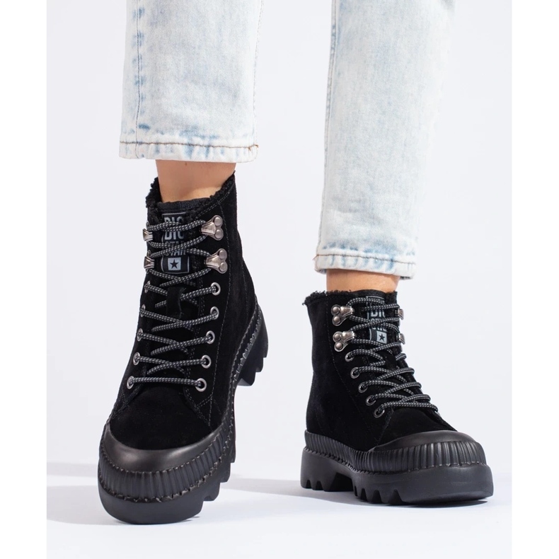 Cizme negre de drumeție pe platforma Big Star KK274522 negru 2