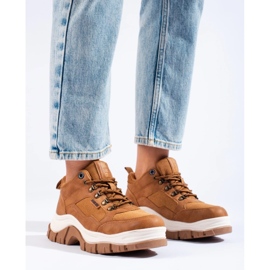 Adidasi dama Big Star KK274362 pe talpa groasa bej 2