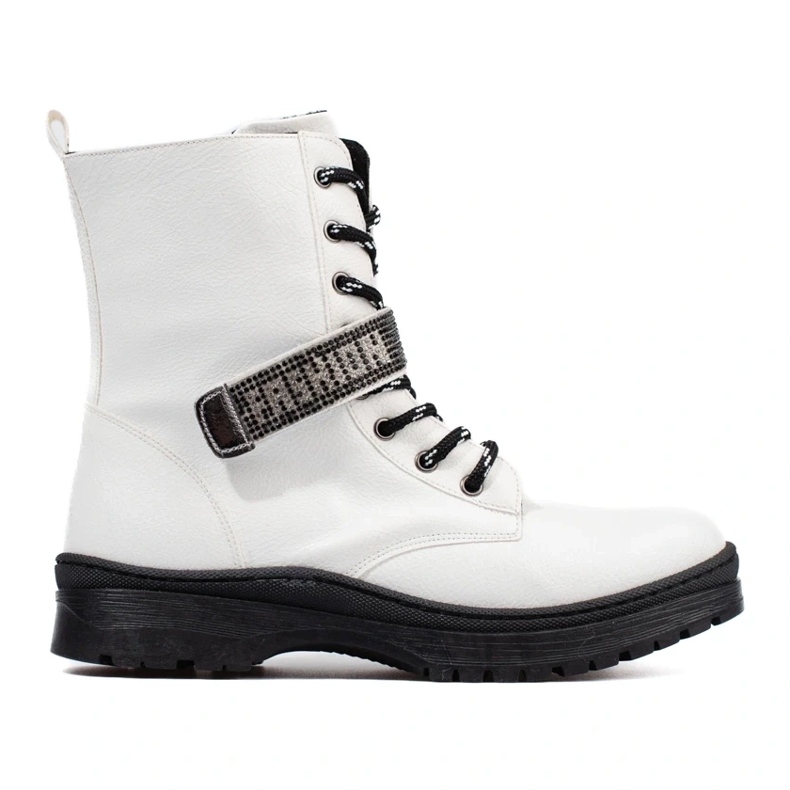 W. Potocki Cizme de fete Potocki cu cristale alb 1