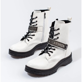 W. Potocki Cizme de fete Potocki cu cristale alb 2