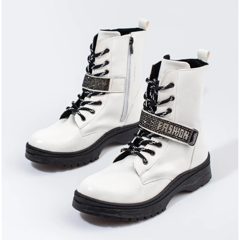 W. Potocki Cizme de fete Potocki cu cristale alb 2